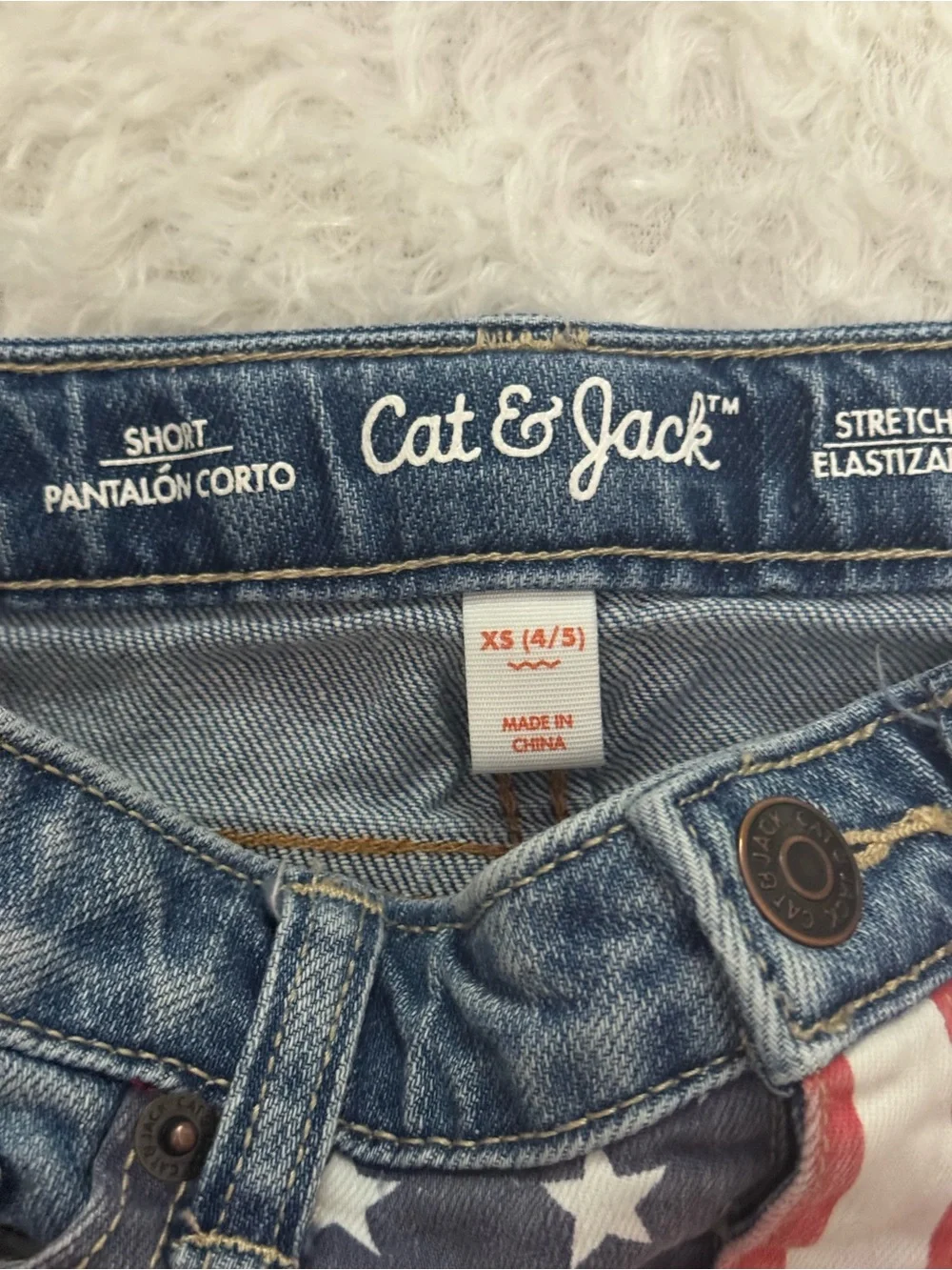 Cat & Jack Patriotic Denim Shorts - Blue/Red/White